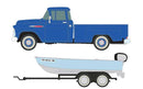 Classic Metal Works / 1957 Chevy Step-Side Pickup Truck with Fishing Boat and Trailer - Assembled / HO Scale