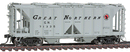 1958 Cubic Foot 2-Bay Covered Hopper w/Open Sides - Ready to Run -- Great Northern (gray, Multi-Color Logo)
