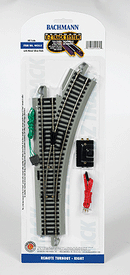 Bachmann / Remote-Control Turnout, Nickel Silver Rail with Gray Roadbed - E-Z Track(R) Right Hand / HO Scale