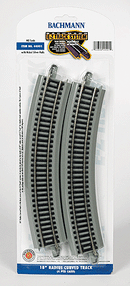 Bachmann / Curved Track w/ Nickel Silver Rail & Gray Roadbed - E-Z Track(R) 18" 45.7cm Radius pkg(4) / HO Scale