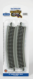 Bachmann / Curved Track w/ Nickel Silver Rail & Gray Roadbed - E-Z Track(R) 22" 55.9cm Radius pkg(4) / HO Scale