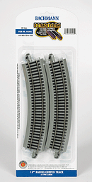 Bachmann / Curved Track w/Nickel Silver Rail & Gray Roadbed - E-Z Track(R) 15" Radius pkg(4)  / HO Scale