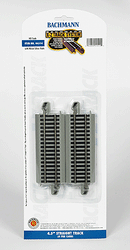 Bachmann / Straight Track w/Nickel Silver Rail & Gray Roadbed - E-Z Track(R) 4-1/2" 11.4cm pkg(4) / HO Scale