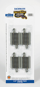 Bachmann / Straight Track w/Nickel Silver Rail & Gray Roadbed - E-Z Track(R) 2-1/4" 5.7cm pkg(4) / HO Scale
