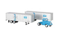 Bachmann / White Tractor w/2 Piggyback Van Trailers - Assembled / HO Scale
