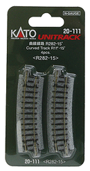 KATO / 282mm 11" Radius Curve 15-Degree (4) / N Scale