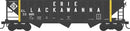 Bowser / 70-Ton 12-Panel 3-Bay Hopper - Ready to Run - Erie Lackawanna 33676 (1974, black, yellow, Large Lettering)