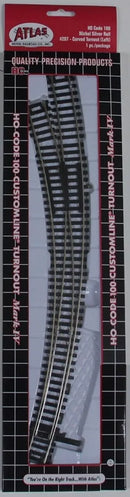 Atlas / HO Code 100, Nickel Silver Rail Curved Turnout (Left)
