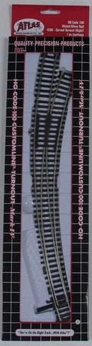 Atlas / HO Code 100, Nickel Silver Rail Curved Turnout (Right)