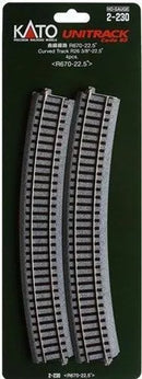 KATO / HO 670mm 26-3/8" Radius Curve 22.5-Degree (4)pcs