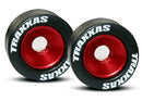 Traxxas - Wheels, aluminum (red-anodized) (2)/ 5x8mm ball bearings (4)/ axles (2)/ rubber tires (2)