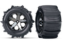 Tires & wheels assembled glued 28 All-Star black chrome wheels paddle tires foam inserts 2WD electric rear 2 TSM rated