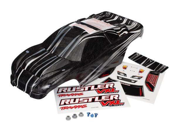 Body Rustler  VXL ProGraphix  replacement for the painted body Graphics are printed requires paint & final color applicationdecal sheet wing and aluminum hardware