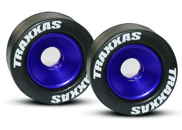 Wheels aluminum blue-anodized 2 5x8mm ball bearings 4 axles 2 rubber tires 2