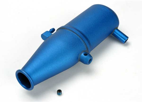 Tuned pipe aluminum blue-anodized dual chamber with pressure fitting 4mm GS