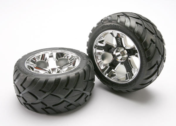 Tires & wheels assembled glued All-Star chrome wheels Anaconda  tires foam inserts nitro front 1 left 1 right