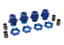 Wheel hubs splined 17mm short 2 long 2wheel nuts splined 17mm 4 blue-anodized hub retainer M4x07 4axle pin 4wrench 5mm