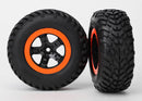Tire & wheel assy glued SCT black orange beadlock wheels SCT off-road racing tires foam inserts 2 2WD front
