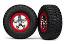 Tires & wheels assembled glued SCT chrome red beadlock style wheels BFGoodrich  Mud-Terrain™  TA  KM2 tires foam inserts 24WD frontrear 2WD rear only