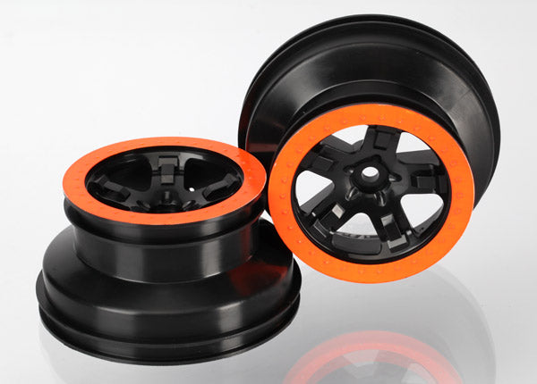 Wheels SCT black orange beadlock style dual profile 22 outer 30 inner 2WD front 2