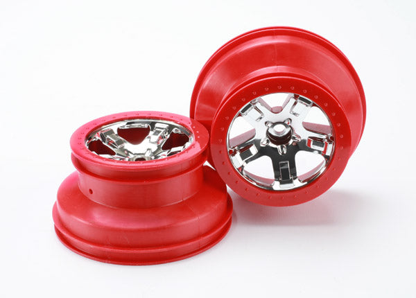 Wheels SCT chrome red beadlock style dual profile 22” outer 30” inner 2WD front 2