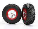 Tires & wheels assembled glued SCT satin chrome red beadlock wheels ultra-soft S1 compound off-road racing tires inserts 2 2WD rear 4WD fr