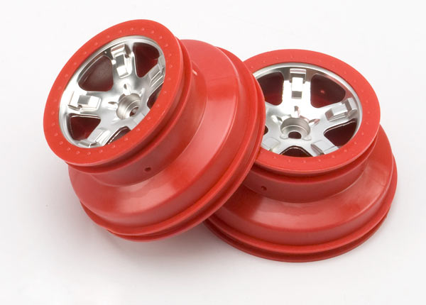 Wheels SCT satin chrome red beadlock style dual profile 22 outer 30 inner 2WD front 2