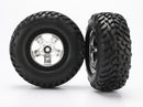 Tires & wheels assembled glued SCT satin chrome black beadlock style wheels SCT off-road racing tires foam inserts 2 2WD front