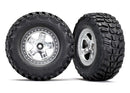 Tires & wheels assembled glued SCT satin chrome beadlock style wheels Kumho tires foam inserts 2 2WD front