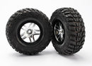 Tires & wheels assembled glued S1 ultra-soft off-road racing compound SCT Split-Spoke satin chrome black beadlock style wheels Kumho tires foam inserts 2 2WD front