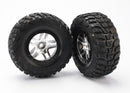 Tires & wheels assembled glued  SCT Split-Spoke satin chrome black beadlock style wheels Kumho tires foam inserts 2 2WD front