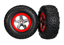 Tires & wheels assembled glued SCT chrome wheels red beadlock style dual profile 22 outer 30 inner SCT off-road racing tires foam inserts 2 4WD fr 2WD rear TSM rated