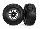 Tires & wheels assembled glued S1 compound SCT Split-Spoke black satin chrome beadlock style wheel dual profile 22 outer 30 inner SCT off-road racing tires foam inserts 2 4WD fr 2WD rear TSM rated