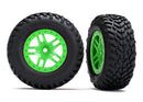 Tires & wheels assembled glued SCT Split-Spoke green wheels SCT off-road racing tires foam inserts 2 4WD fr 2WD rear TSM rated