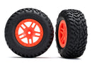 Tires & wheels assembled glued SCT Split-Spoke orange wheels SCT off-road racing tires foam inserts 2 4WD fr 2WD rear TSM rated