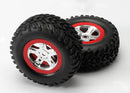 Tires & wheels assembled glued SCT satin chrome red beadlock wheels dual profile 22 outer 30 inner SCT off-road tires foam inserts 2