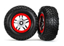 Tires & wheels assembled glued SCT Split-Spoke chrome red beadlock style wheels dual profile 22 outer 30 inner SCT off-road racing tires inserts 2 frontrear