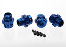 Wheel hub splined 17mm 6061-T6 aluminum blue-anodized 4 screw pin 4x13mm with threadlock 4 for 6mm axles