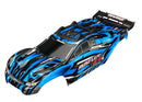 Body Rustler  4X4 blue window grille lights decal sheet assembled with front & rear body mounts and rear body support for clipless mounting