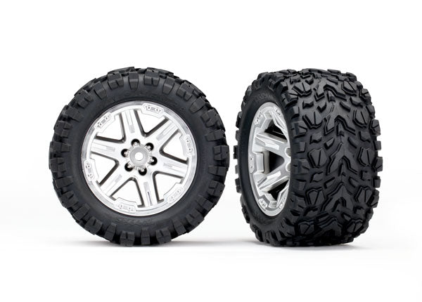 Tires & wheels assembled glued 28 RXT satin chrome wheels Talon Extreme tires foam inserts 2WD electric rear 2 TSM rated