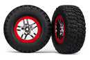 Tires & wheels assembled glued SCT Split-Spoke chrome red beadlock style wheels BFGoodrich  Mud-Terrain™  TA  KM2 tires foam inserts 2 4WD fr 2WD rear