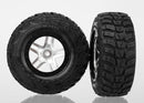 Tires & wheels assembled glued S1 ultra-soft off-road racing compound SCT Split-Spoke satin chrome black beadlock style wheels Kumho tires foam inserts 2 4WD frontrear 2WD rear only