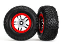 Tires & wheels assembled glued S1 compound SCT Split-Spoke chrome red beadlock style wheels dual profile 22 outer 30 inner SCT off-road racing tires foam inserts 2 4WD fr 2WD rear TSM rated