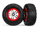 Tires & wheels assembled glued SCT Split-Spoke chrome red beadlock style wheels dual profile 22 outer 30 inner SCT off-road racing tires foam inserts 2 4WD fr 2WD rear TSM rated