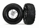 Tires & wheels assembled glued SCT Split-Spoke satin chrome black beadlock style wheels dual profile 22 outer 30 inner SCT off-road racing tires foam inserts 2 4WD fr 2WD rear TSM rated