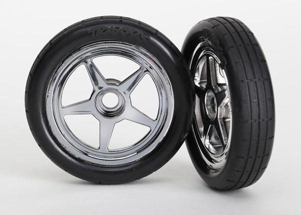 Tires & wheels assembled glued 5-spoke chrome wheels tires foam inserts front 2