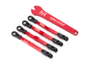 Toe links aluminum red-anodized 4 assembled with rod ends and threaded inserts