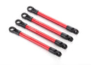 Push rods aluminum red-anodized 4 assembled with rod ends