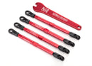 Toe links aluminum red-anodized 4 assembled with rod ends and threaded inserts