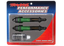 Shocks GTR xx-long green-anodized PTFE-coated bodies with TiN shafts fully assembled without springs 2